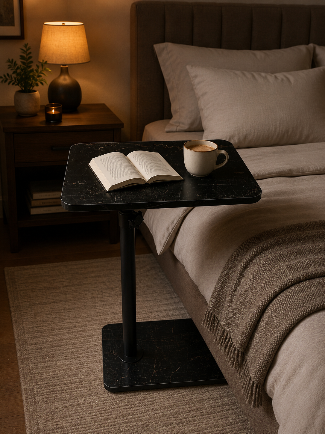 Adjustable laptop, reading, eating C shape table