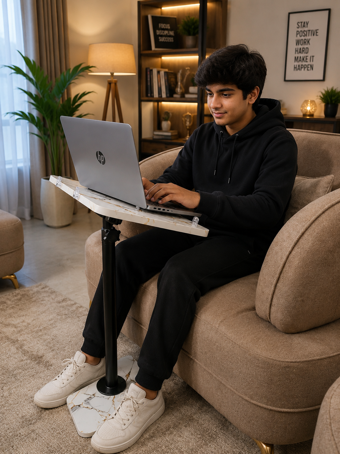 Adjustable laptop, reading, eating C shape table
